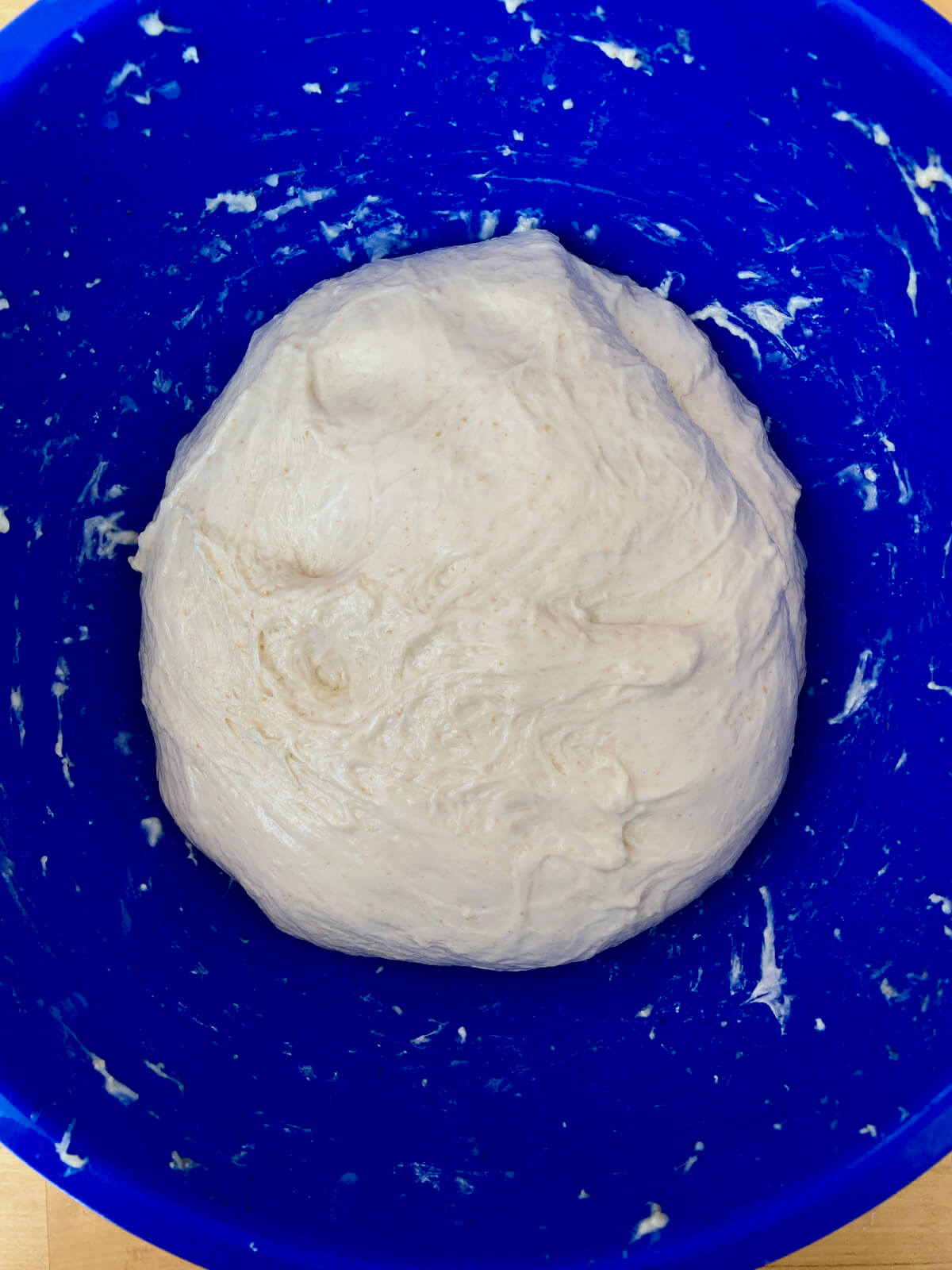 The dough before bulk fermenting.