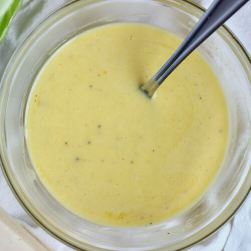 A bowlful of Caesar dressing without anchovies.