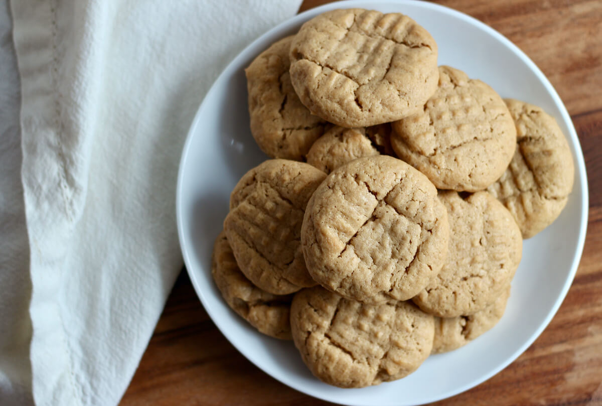 A small plate of sourdough peanut butter cookies.