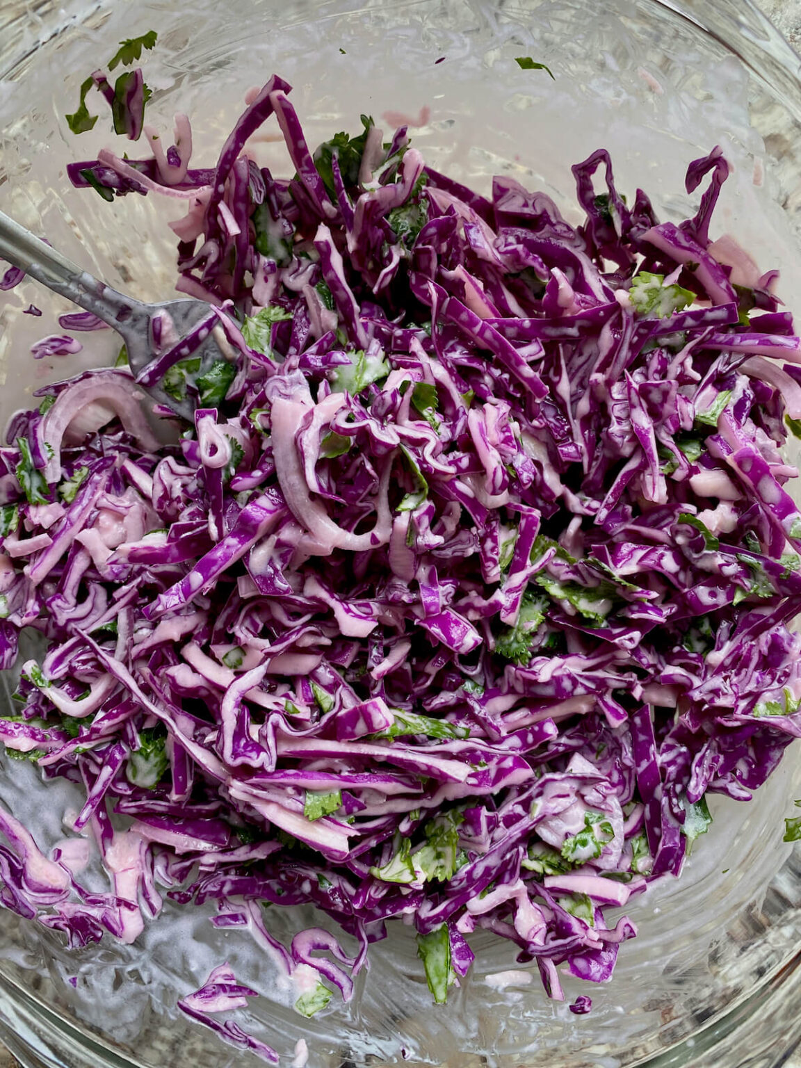 Creamy Red Cabbage Slaw for Tacos (No Mayo) - Everyday Homemade