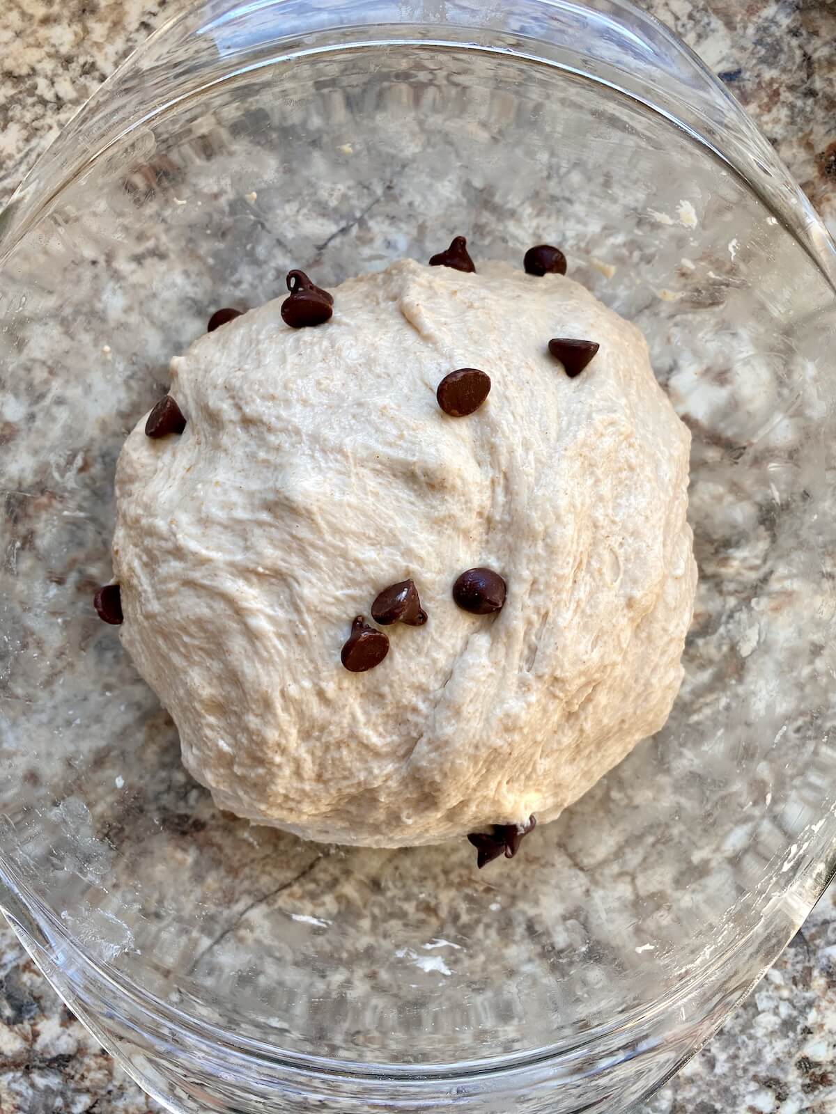 The dough after the chocolate chips have been incorporated.