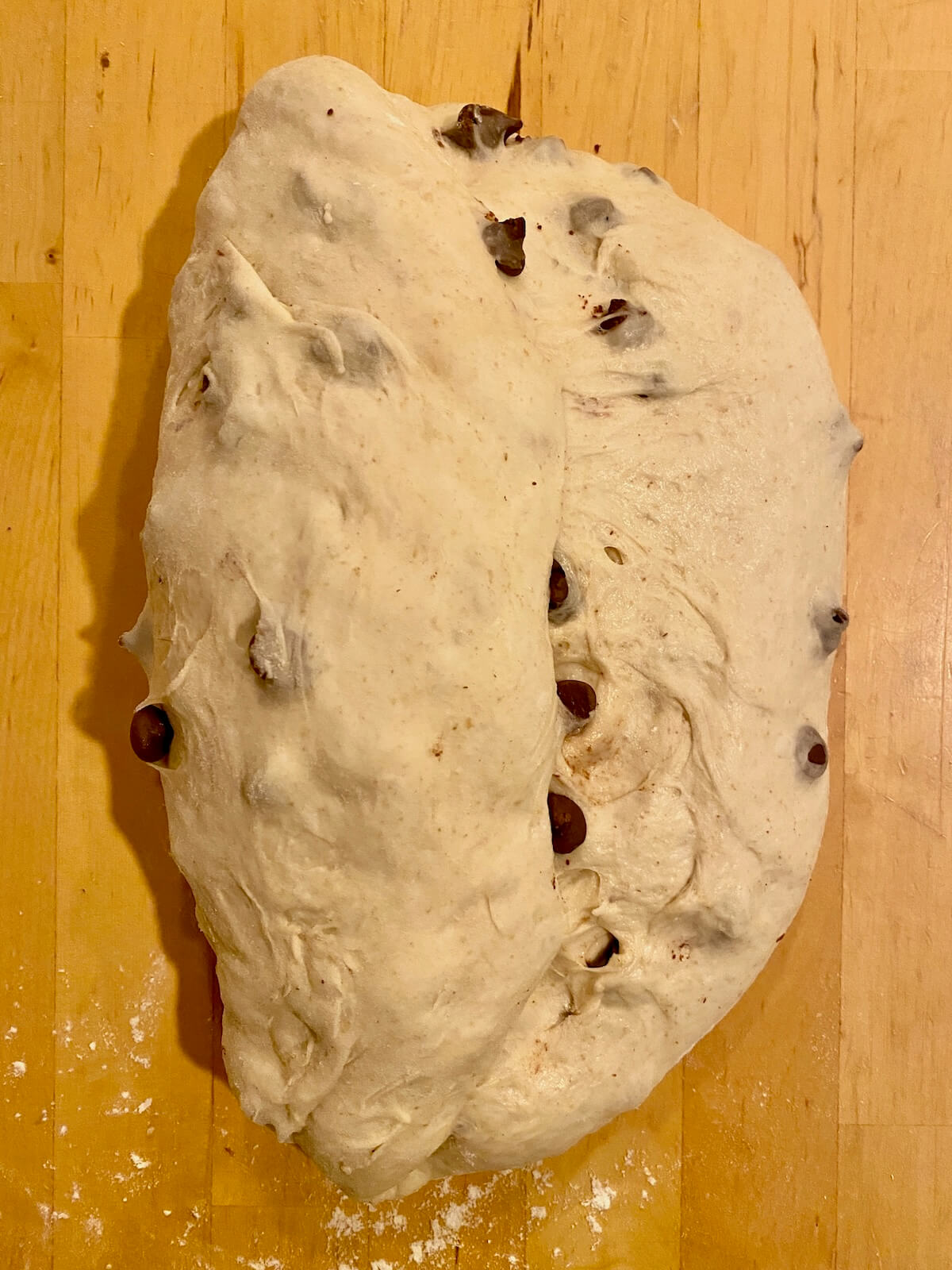 The dough folded over onto itself during shaping.