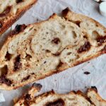 Slices of s'more sourdough bread on a piece of parchment paper.