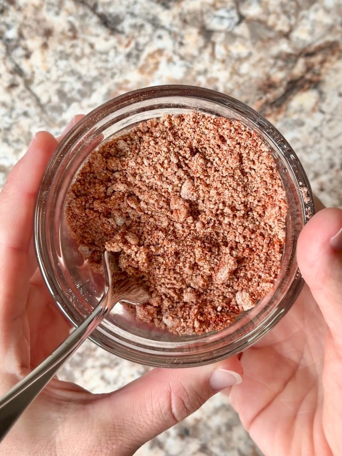 Chipotle powder, brown sugar, and flour mixed together in a small bowl.