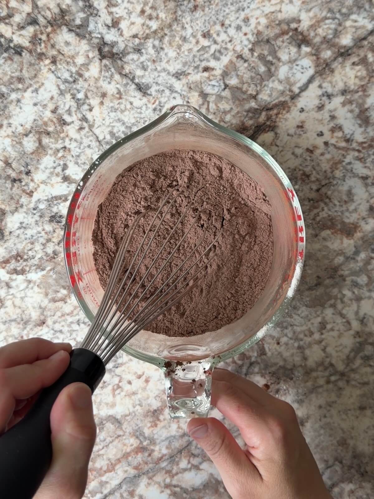 The dry ingredients whisked together in a bowl.