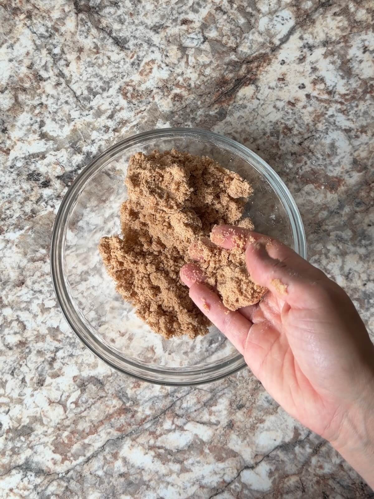Cinnamon streusel topping in a bowl.